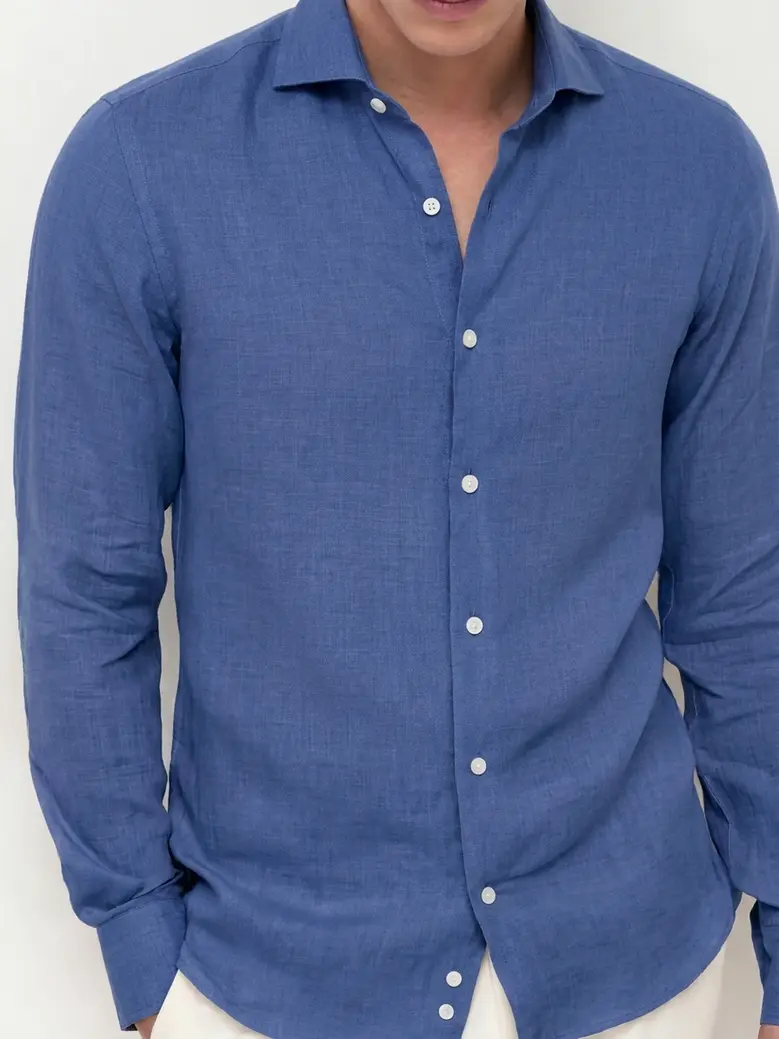 Easy-iron plain white poplin shirt