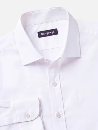 Easy-iron plain white poplin shirt