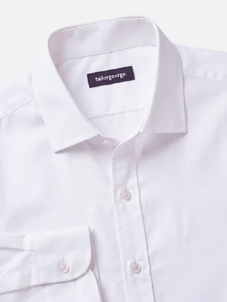 Easy-iron plain white pinpoint shirt