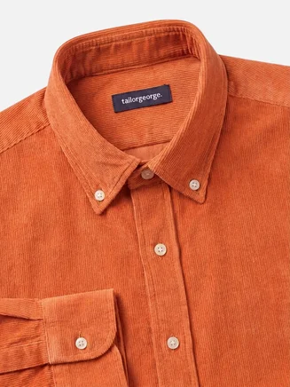 Orange plain corduroy shirt