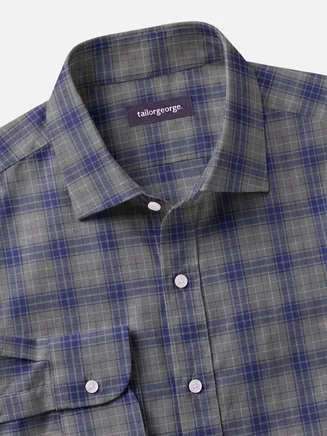 Khaki green plaid twill shirt