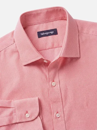 Easy-iron bright red checked twill shirt