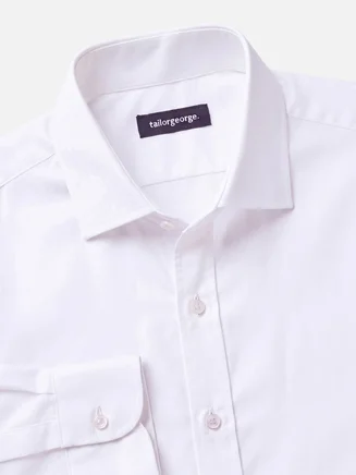 Easy-iron plain white herringbone shirt