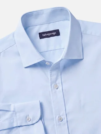 Plain sky blue easy-iron poplin shirt