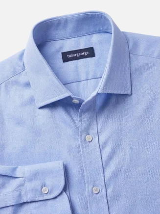 Plain sky blue easy-iron dobby shirt