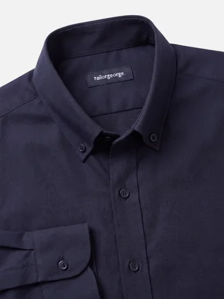 Navy blue plain heavyweight American Oxford shirt