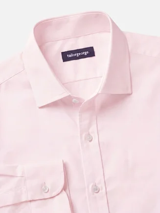 Easy-iron pale pink plain poplin shirt
