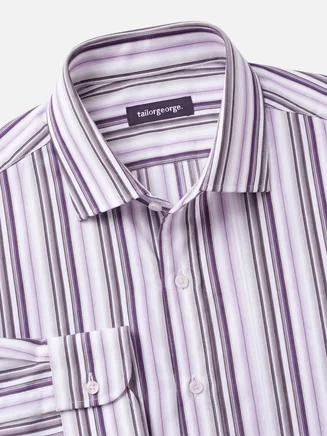 Purple striped poplin shirt