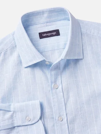 Sky blue striped linen shirt