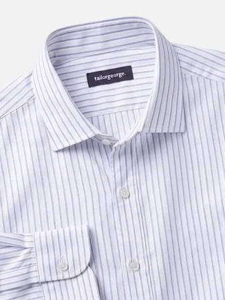 Blue and white striped twill shirt