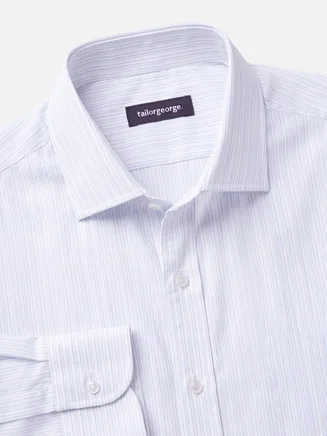 Sky blue fine striped poplin shirt