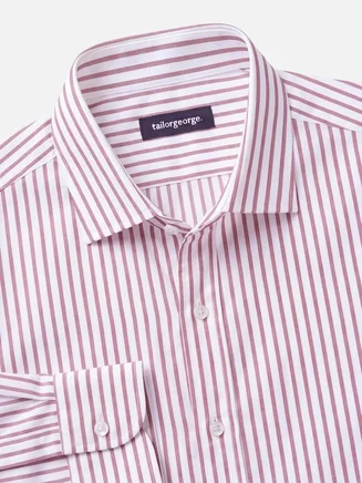 Burgundy red striped end-on-end shirt