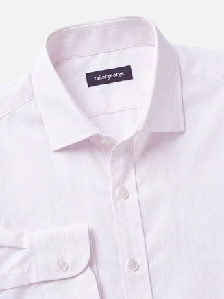 Easy-iron pale pink striped poplin shirt