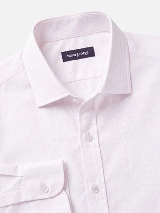 Easy-iron pale pink checked poplin shirt