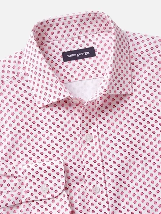 Red printed poplin shirt