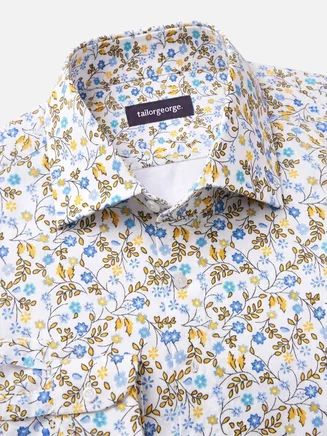 Yellow printed poplin shirt
