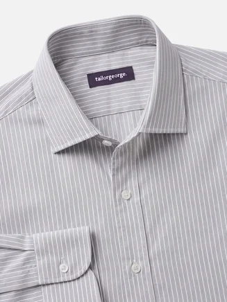 Light gray striped poplin shirt