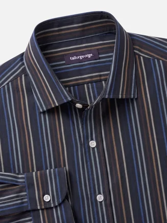 Black striped poplin shirt