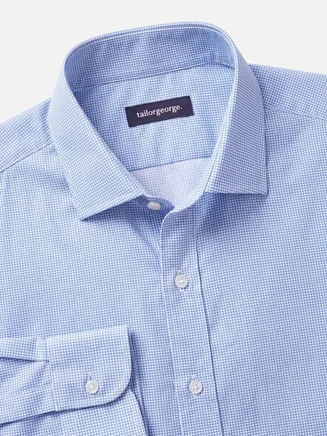 Blue printed stretch poplin shirt