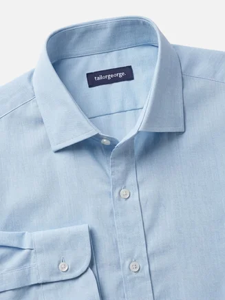 Plain light blue easy-iron end-on-end shirt