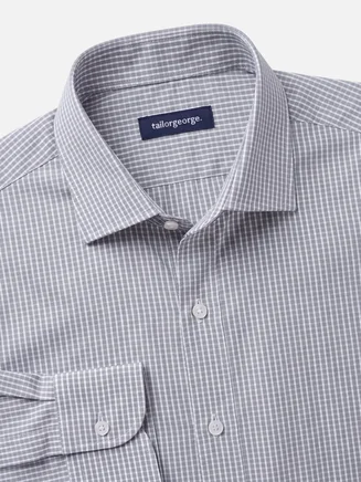 Easy-iron gray checked poplin shirt