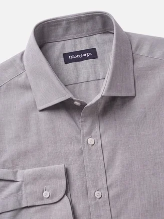 Plain brown easy-iron end-on-end shirt