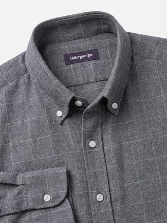 Flannel shirt with large gray checks