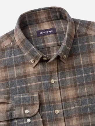 Brown tartan thick flannel shirt