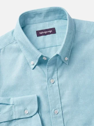 Plain turquoise blue Linen Shirt
