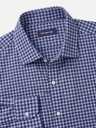 Blue Checked Twill Shirt