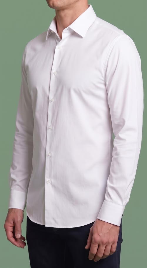 Easy-iron plain white poplin shirt
